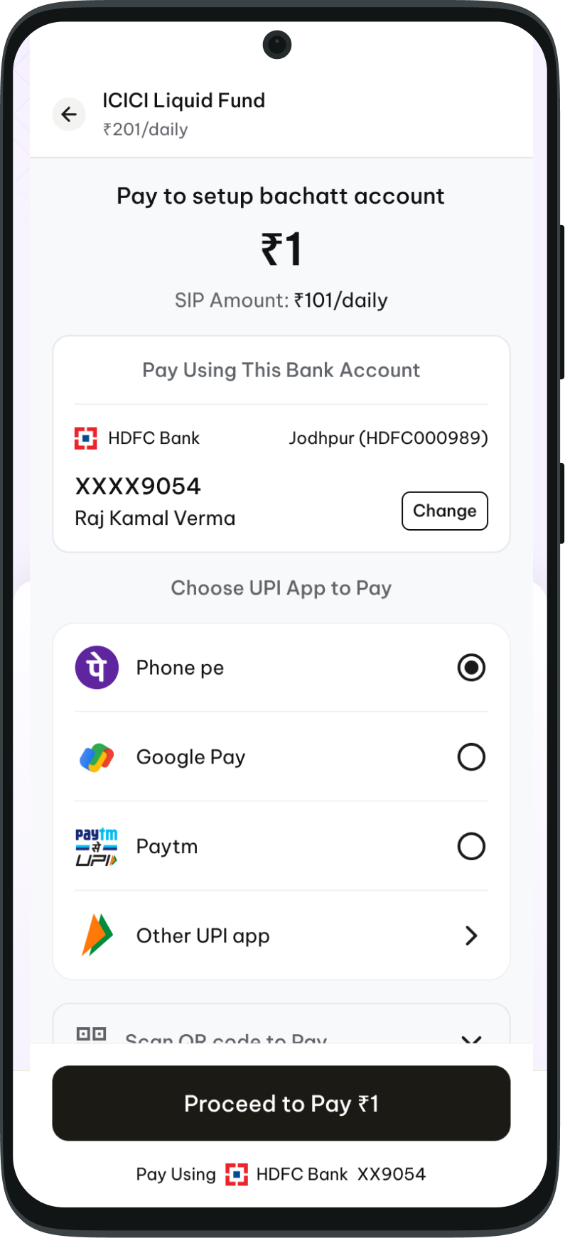 Setup UPI autopay